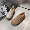 Casual Shoes Fashion Lady Frosted Leather Round Head Soft Sole Vintage Loafers Flat For Women Maternity 35 40