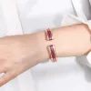 Armreifen QTT Heißer Verkauf Schmuck Für Frauen Original Smaragd Rot Blau Zirkon Stein Armreif Charme 925 Sterling Silber Perlen Armbänder