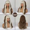 Wigs Synthetic Wig Long Wave Ombre Brown White Blonde Wavy Wigs with Bangs for Women Party Cosplay Heat Resistant Fiber Hair