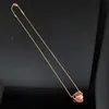 Brand Originalité Version élevée Collier Van Ladybug Electroplated 18K Rose Gold Red Jade Médaille Four Leaf Grass Collar Chain Femelle Jewelry