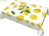 Table Cloth Summer Lemon flower Rectangle Tablecloth Kitchen Dining Table Decor Reusable Waterproof Tablecovers Wedding Party Decorations Y240401