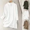 Blusas femininas verão sólido algodão e linho camisa feminina manga longa solta plus size topos streetwear oversized undershirt ropa