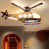 Taklampor Creative Children's Room Helicopter Light Modern Simple Boy's Bedroom Cartoon Decoration Flygplan