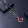 Designer Charm Van vier bladgras ketting dames v goud dik vergulde 18k roos grote rode chalcedony hangerse sieraden