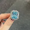Cluster Rings S925 Silver Ring Grandmother Emerald Paraiba Set With Diamond Luxury Fashion Versatile Jewelry
