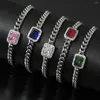 Link Bracelets Emerald Gemstone Diamonds Bangle Charm Tennis Silver Gold Color Fine Jewelry Wholesale Box