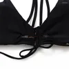 Damen-Bademode PowerPai String-Bikinis, kariertes Print-Bikini-Set für Frauen, Badeanzug, Bandage, Neckholder, Mayo-Strand, Schwimmen, Badeanzug
