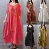 Robes décontractées Anself Printemps Mode Femmes Robe ample Couleur unie Manches longues surdimensionnées Dames Plus Taille Boho Maxi