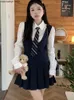 Uniforme scolaire japonais Kawaii pour femmes, jolie fille coréenne JK Cosplay, ensemble chemise blanche et robe plissée d'automne, 240325