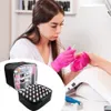 Organizzatore per unghie a doppio strato da 30 griglie con manico Borsa per manicure in PU Nyl Borsa per trucco Borsa per cosmetici Borsa per smalto per unghie M912 #