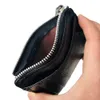 Mini Zipper Carte Sac Slim Id Bank Purse portefeuille Organisateur de crédit portable Small Slim Ultra-Thin Brown Purse for Men Black U3ll #