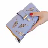 Fi Pu Leather Wallet Purse Women LG Wallet Gold Hollow Leaves Pouch Handbag for Women Coin Purse Card Holders Clutch D2ZU＃