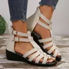 Sandals Summer Roman Flats Shoes Woman 2024 Trend Soft Soled Style Comfortable Non Slip Open Toe Null