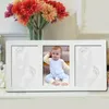 Baby po ram hand fottryck mögel maker 3d diy satser mjuk lera bläckpad fotavtryck fingeravtryck lera set baby souvenir spädbarn gåva 240326