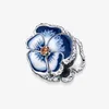 TOP Quality Blue Pansy Flower Charm Pandoras 925 Sterling Silver Luxury Charm Set Bracelet Making Beaded charms Designer Necklace Pendant Original Box Wholesale