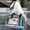 Clear Tote Bag Erkek Kadınları Şeffaf Omuz Çantaları Stadyum Onaylı Seyahat PVC Kozmetik Çantalar Çanta Büyük Spor Salonu Spor Çantaları Yeni N9MU#