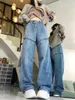 Jeans pour femmes Boliyae Zipper Splicing Baggy Femmes Harajuku Taille haute Pantalon ample Y2K Mode Streetwear Washed Wide Leg Denim Pantalon