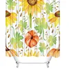 Rideaux de douche Automne Récolte Citrouille Tournesol Rideau Feuilles Vigne Imprimé Polyester Tissu Salle De Bains Imperméable Avec Crochets