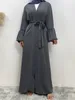 Ethnic Clothing High Quality Women Abaya Muslim Dresses Black Long Robe Islamic Fashion Solid Color Ramadan Classic Simple Kimono