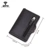 Carb Fiber Rfid Blocking Protecti Men id Porta carte di credito Portafoglio Porta carte in metallo in pelle Busin Bank Porta carte di credito T4OF #