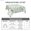 Table Cloth Spring Floral Teal Sage Green Tablecloth Square 60x60in Watercolor Eucalyptus Leaf Round Table Cloth Wrinkle Resistant Washable Y240401