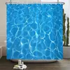 Rideaux de douche tissu imperméable salle de bain bleu mer océan eau ondulation motif rideau avec crochets décor à la maison bain