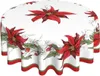 Tovaglia rotonda con fiori di Natale, copertura decorativa riutilizzabile lavabile da 60 pollici per decorazioni per cene in cucina