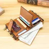 Retrogoo Öl Wachs Leder Herren Brieftasche echte Leder Brieftaschen für Kartenhalter Münzgrundstück Männlich kurz schlanker Brieftasche Cowboy Mey Bag G0DZ#