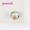 Cluster Rings Brand Orange Water Drop Crystal Ring Blue Fire Opal 925 Sterling Silver Women Lady Girls Dress Accessories