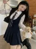 Uniforme scolaire japonais Kawaii pour femmes, jolie fille coréenne JK Cosplay, ensemble chemise blanche et robe plissée d'automne, 240325