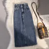 Plus Size 4xl 5xl Effen Knoopzakken Denim Rok Zomer Casual Vintage Slanke Elegante Rokken Lente Koreaanse Mode Lange Faldas 240327