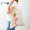 Carto Balet dziewczyna drukowana torba na ramię Kobiet słodkie supermarket Shop Shop Torby Ladies Eco Casual Tote Bag Canvas torebki M5NS#