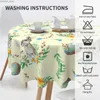Table Cloth Happy Easter Round Table Cloth Spring Bunny Easter Rabbit Flower Tablecloths Washable Polyester Table Cover for Kitchen Dinning Y240401