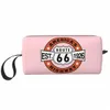 personalizzato Fi Route 66 Borsa cosmetica da viaggio Donna America's Highway Biker Trucco Articoli da toeletta Organizzatore Lady Beauty Storage Dopp Kit 25NU #