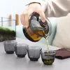 Set di articoli da tè 230ML Vetro al silicio ad alto contenuto di boro Gaiwan Copri tazza Isolamento termico in legno Ciotola da tè cinese Zuppiera Set da viaggio