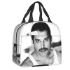 Queen Rock Quotes Saco de Almoço Isolado para Mulheres Portátil Cooler Térmico Freddie Mercury Lunch Box Beach Cam Travel Food Bags t16L #