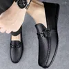 Scarpe casual da uomo in vera pelle mocassini da uomo mocassini traspiranti slip on neri da guida morbidi