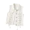 Women's Vests Sleeveless Wild Tops Short Jacket Jean Waistcoat White Black Female Fashion Denim Vest Spring Autumn S-5XL