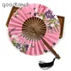 Decoratieve beeldjes 30st Klassiek Vintage Japanse bloembloesems Gesponnen zijde Bamboe Aziatische zakventilator Bruiloft Bruidsfeest Cadeau Decor