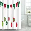 Duschgardiner jul röd och grön gardin dot rand geometri tryckt polyester tyg vattentätt badrum med krokar