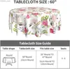 Table Cloth Summer Round Tablecloth 60 Inch Watercolor Floral Roses Pattern Table Cloth Washable Tablecloth Waterproof and Stain-Proof Y240401