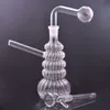 Factory Outlet Cheapest Glass Bong Oil Burner Pipe Hookah Cigarette Cigar Water Pipes Portable Heady Recycler Dab Rig Ash Catcher with Oil Pot and Dry Herb Bowl