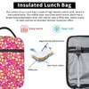 Tropische Blumen-Lunch-Tasche für Kinder, rosa Frs-Lunchbox, Schule, tragbar, isoliert, Tragetasche, Lebensmittelbeutel, Oxford-Grafik, Kühltasche d0Wn #