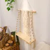 Tapisseries Tapisserie murale en macramé avec étagère en bois, rideau à pampilles bohème tissé à la main, décor de mariage Boho