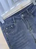 Jeans pour femmes Oiinaa Blue Flare Femmes Denim Pantalon Y2K Strass Slit Jambe Mode Taille Haute Coréen Streetwear Pleine Longueur