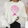 Kvinnors hoodies kvinnor mode tackla bröstcancer pullover hoodie casual lång komfort färg tröjor kvinnor junior vintage tröja