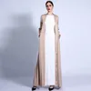 Etniska kläder muslimska kvinnor satin maxi klänning öppen abaya islam kappa eid ramadan jalabiya dubai abayas kalkon kaftan saudi arabiska kimono