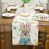 Easter Bunny Colorful Egg Linen Tabler Runners Dresser Scarves Decor Farmhouse Kitchen Dining Runner Party Decoration 240325