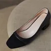 Chaussures habillées couleurs mélangées pour femmes orteils carrés dames lignes de couture femme peu profonde Zapatos Mujer cuir churry talons hauts pompes féminines