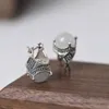 Stud Earrings Trendy Vintage 925 Sterling Silver Thai Marcasite Crown Opal Fine Jewelry For Women Designer Earring Party Gift